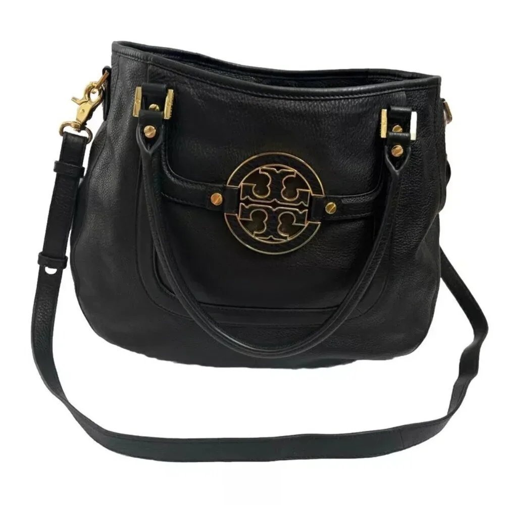 Tory Burch Handbag Satchel Crossbody Black Leather Purse Shoulderbag Tote